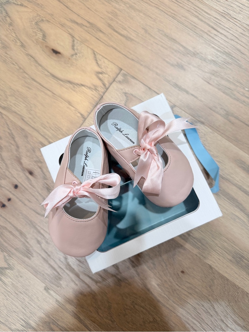 Ralph Lauren Pink lambskin Mary Jane Baby Shoes
